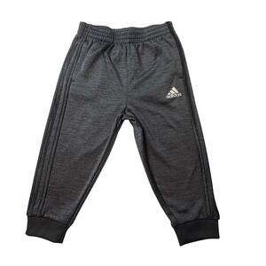 Adidas Joggers Kids 2T Charcoal Grey‎ AK5800 HCM077 3-Stripe Elastic Waist Pants